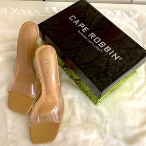 Cape Robbin NIB Square Toe Nude & Clear Pumps